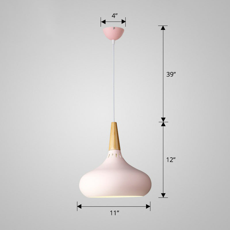 Aluminum Onion Pendant Light - Single-Bulb Hanging Fixture For Dining Table Pink / 11