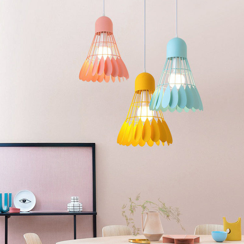 Macaron Iron Pendant Light Fixture - Stylish 1-Bulb Hanging Lamp For Dining Room & More