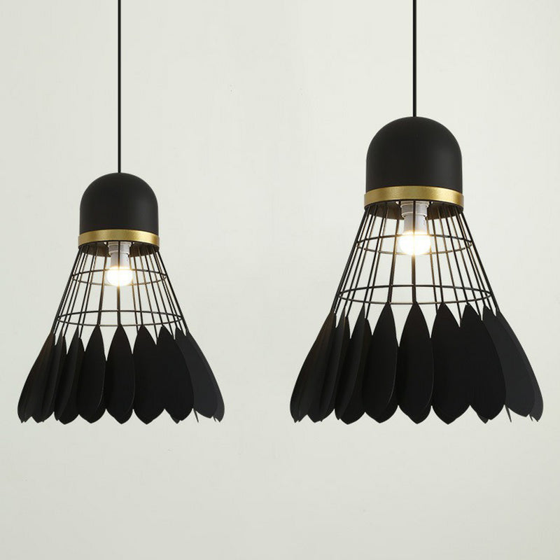 Macaron Iron Pendant Light Fixture - Stylish 1-Bulb Hanging Lamp For Dining Room & More Black