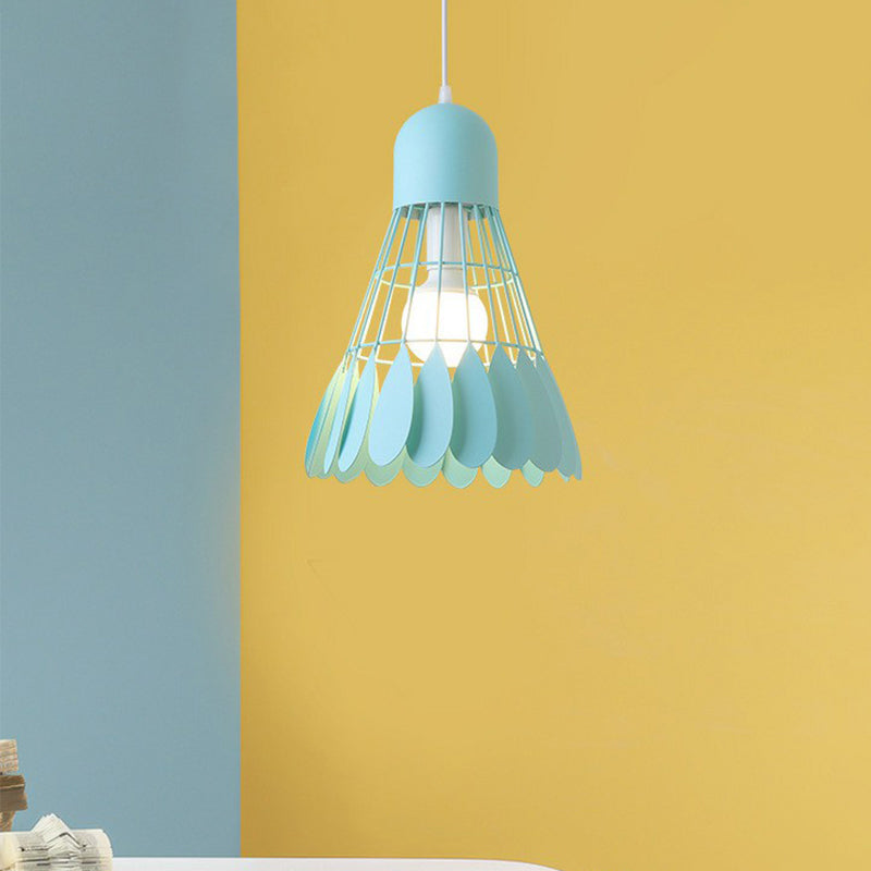 Macaron Iron Pendant Light Fixture - Stylish 1-Bulb Hanging Lamp For Dining Room & More