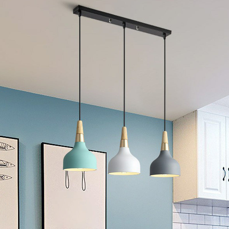 Nordic Metal Multi Pendant Light Fixture Drop-Like Design 3 Bulb Suspension For Dining Room