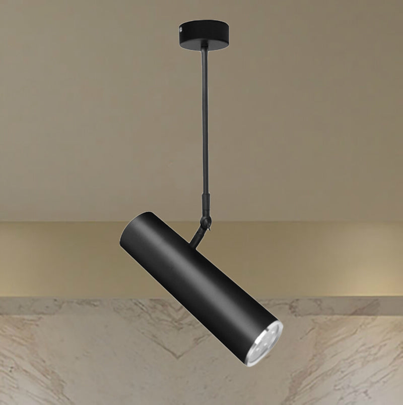 Adjustable Cylinder LED Pendant Light in Black: Warm/White, 11"/19" Height