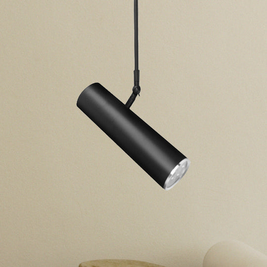 Adjustable Cylinder LED Pendant Light in Black: Warm/White, 11"/19" Height