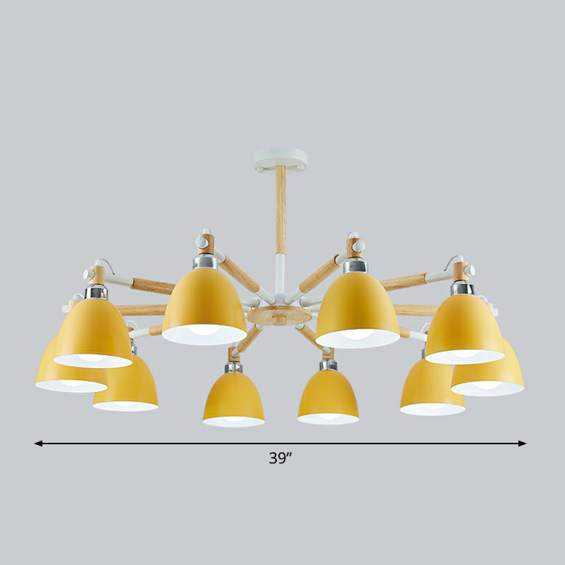 Nordic Style Swivel Chandelier Light - Metal Pendant Fixture For Living Room 10 / Yellow