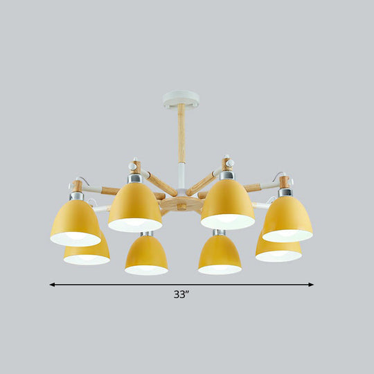 Nordic Style Swivel Chandelier Light - Metal Pendant Fixture For Living Room 8 / Yellow