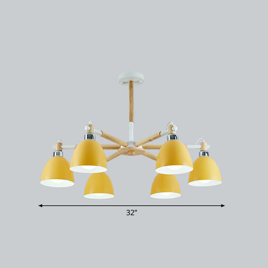 Nordic Style Swivel Chandelier Light - Metal Pendant Fixture For Living Room 6 / Yellow