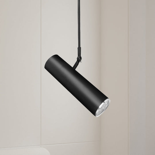 Adjustable Cylinder LED Pendant Light in Black: Warm/White, 11"/19" Height