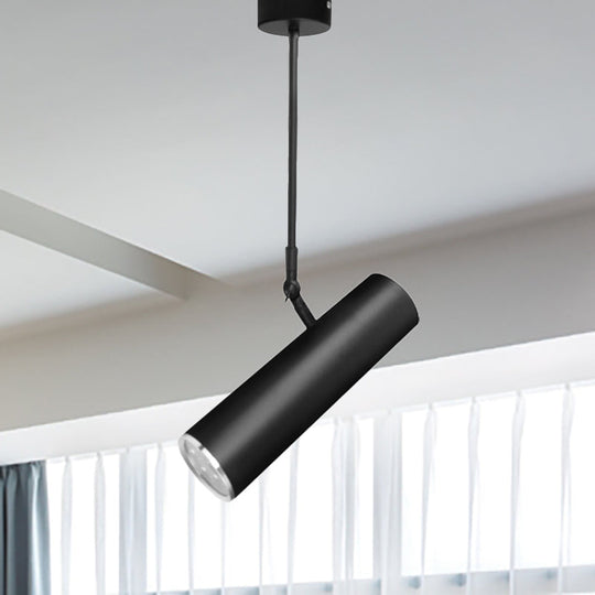 Adjustable Cylinder LED Pendant Light in Black: Warm/White, 11"/19" Height