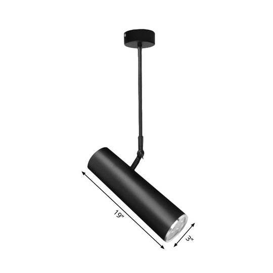 Adjustable Cylinder LED Pendant Light in Black: Warm/White, 11"/19" Height