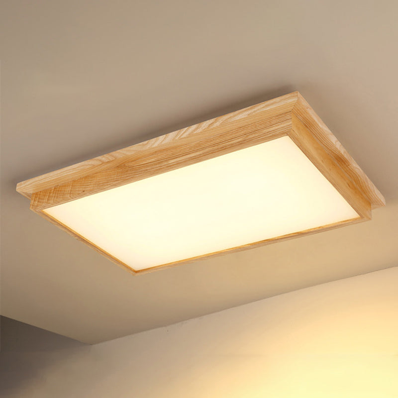 Minimalist Ash Wood LED Flush Mount Ceiling Lamp for Living Room