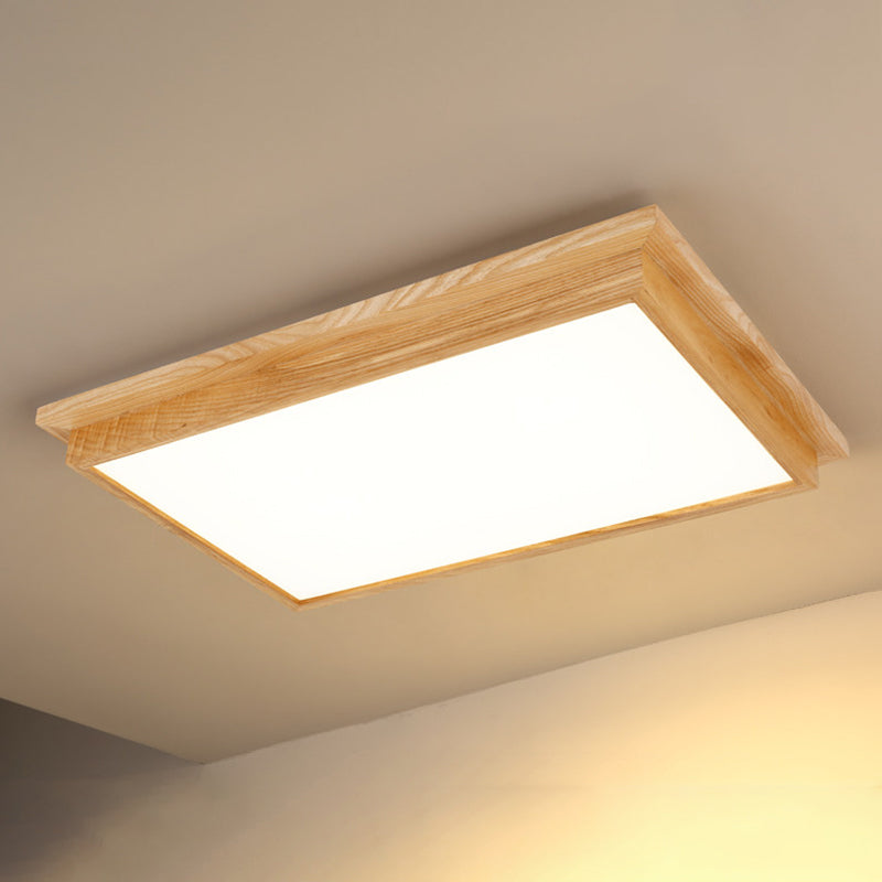 Minimalist Ash Wood LED Flush Mount Ceiling Lamp for Living Room