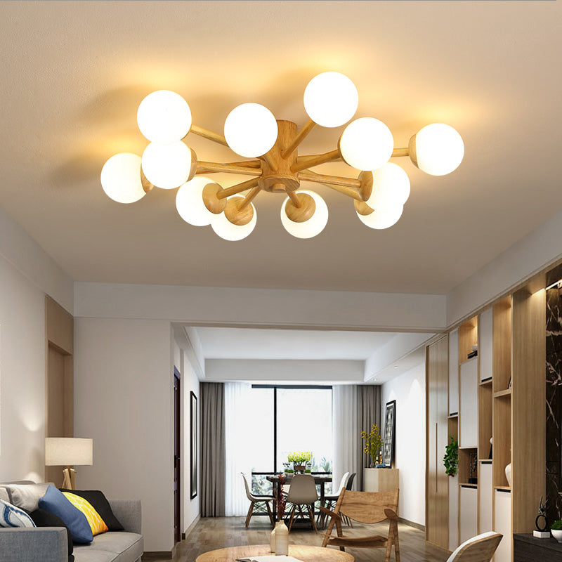 Modern Cream Glass Sputnik Flush Mount Ceiling Light for Living Room