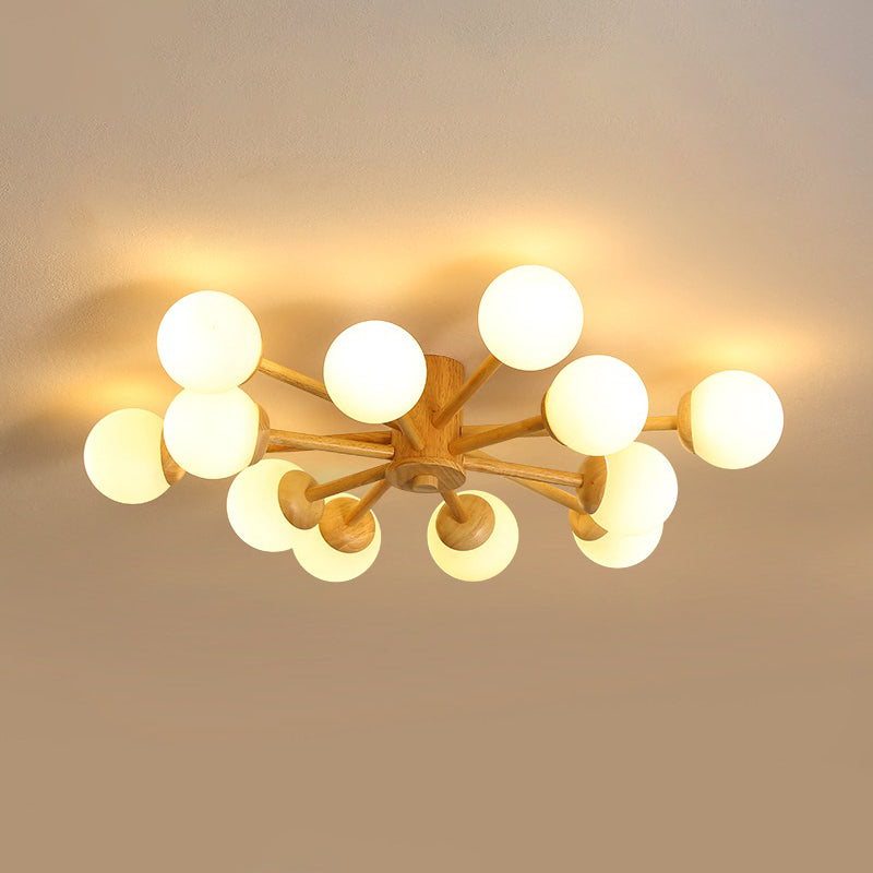 Modern Cream Glass Sputnik Flush Mount Ceiling Light for Living Room