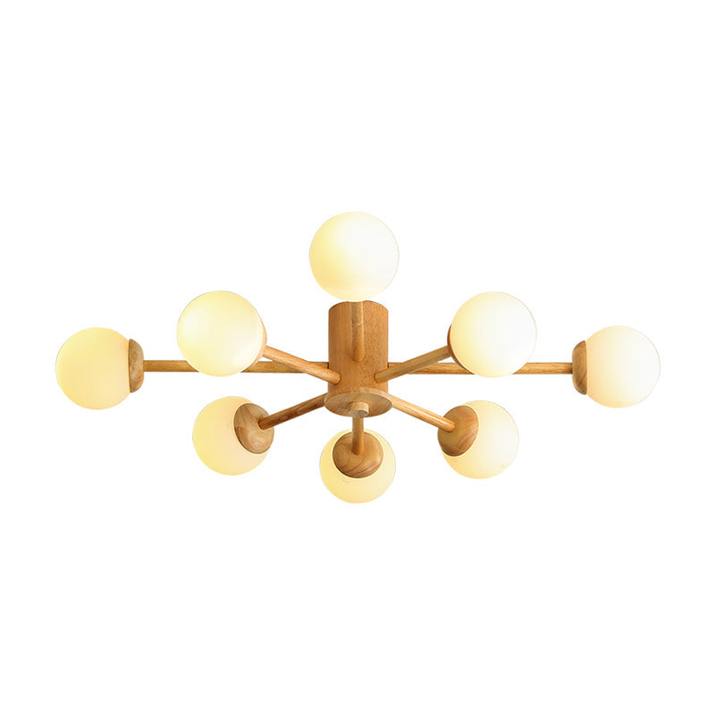 Modern Cream Glass Sputnik Flush Mount Ceiling Light for Living Room