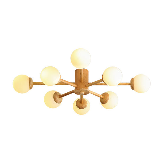 Modern Cream Glass Sputnik Flush Mount Ceiling Light For Living Room