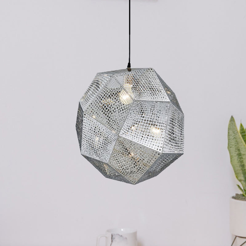 10"/12.5"/19"W Faceted Globe Pendant Light - Contemporary Metal, 1 Light - Sliver/Gold/Rose Gold