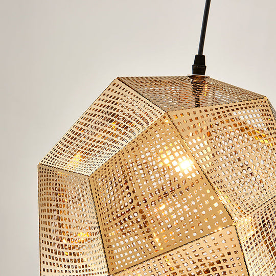 10"/12.5"/19"W Faceted Globe Pendant Light - Contemporary Metal, 1 Light - Sliver/Gold/Rose Gold