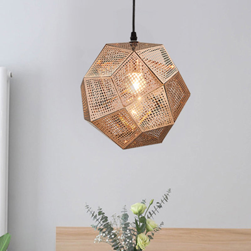 Faceted Globe Pendant Lighting: 1-Light Contemporary Metal Hanging Ceiling Light (10/12.5/19W) In