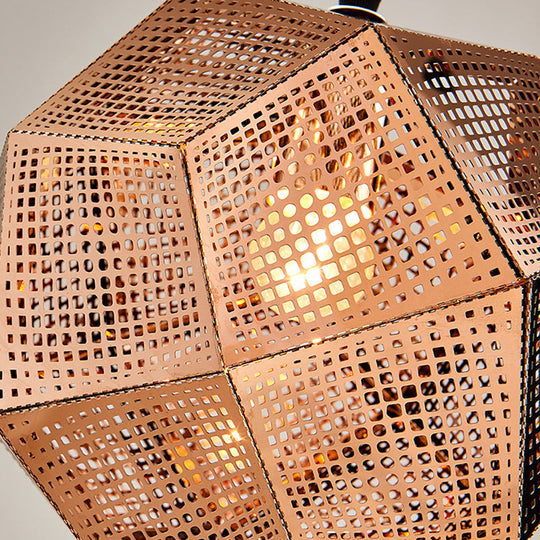 Faceted Globe Pendant Lighting: 1-Light Contemporary Metal Hanging Ceiling Light (10/12.5/19W) In