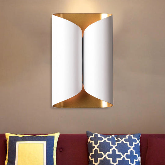 Traditional Twist Wall Lamp: Metal 2-Head Sconce Light In White For Living Room