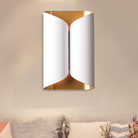 Traditional Twist Wall Lamp: Metal 2-Head Sconce Light In White For Living Room