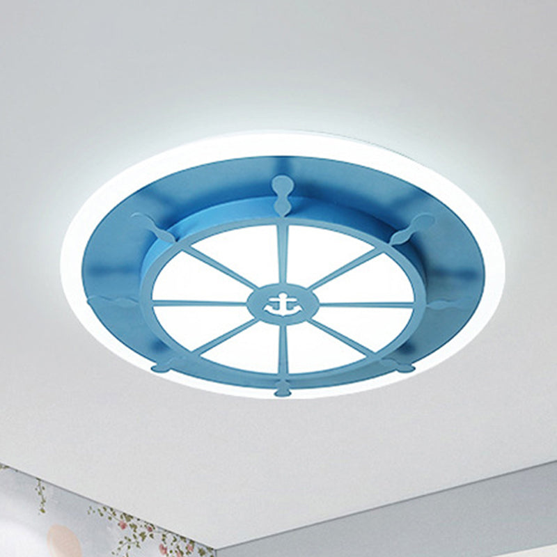 Nautical Flush Ceiling Light With Anchor Design For Bathroom Or Bedroom