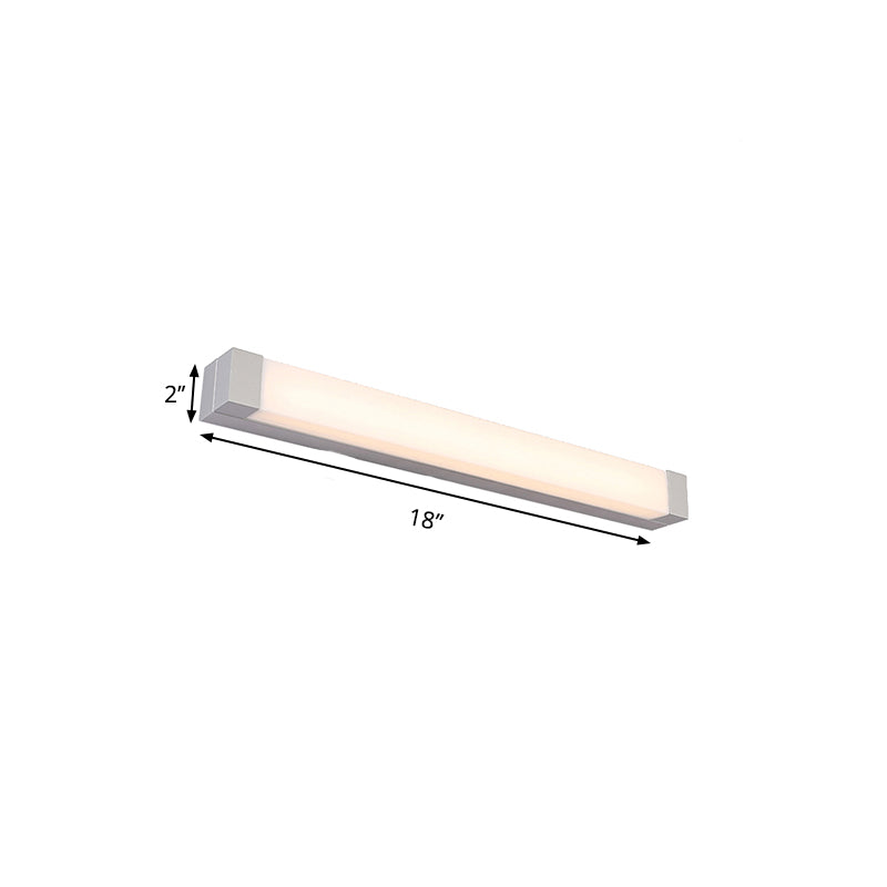 Rectangle Bathroom Wall Mount Light Aluminum Led Nordic Vanity Lamp With Acrylic Shade In White