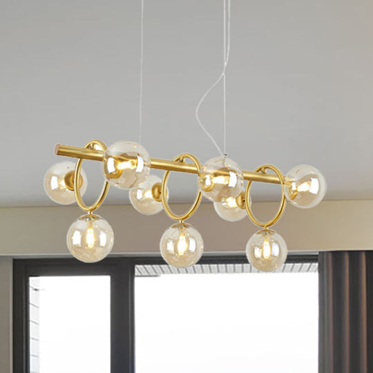 Nordic Style Gold Pendant Light With Clear/Cognac Glass - Bubble Island Lighting 9 Lights