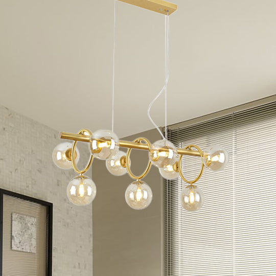 Nordic Style Gold Pendant Light With Clear/Cognac Glass - Bubble Island Lighting 9 Lights