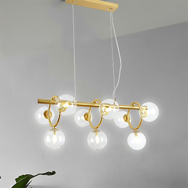 Nordic Style Gold Pendant Light With Clear/Cognac Glass - Bubble Island Lighting 9 Lights