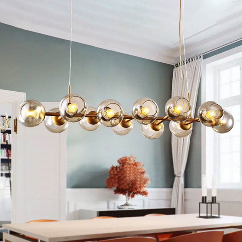 Radial Glass Chandelier - Modern Black/Gold Suspension Lamp (8/12 Lights) 12 / Gold