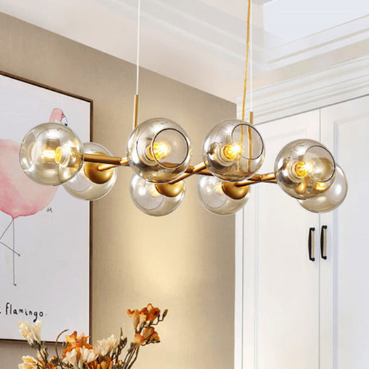 Radial Glass Chandelier - Modern Black/Gold Suspension Lamp (8/12 Lights) 8 / Gold