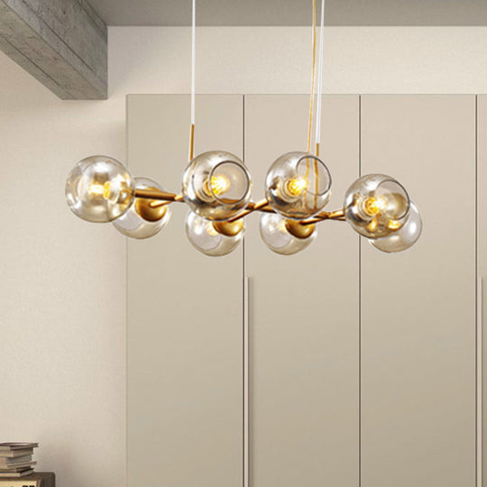 Radial Glass Chandelier - Modern Black/Gold Suspension Lamp (8/12 Lights)