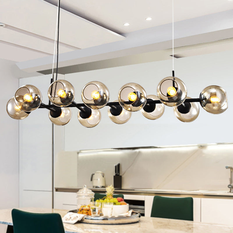 Radial Glass Chandelier - Modern Black/Gold Suspension Lamp (8/12 Lights) 12 / Black