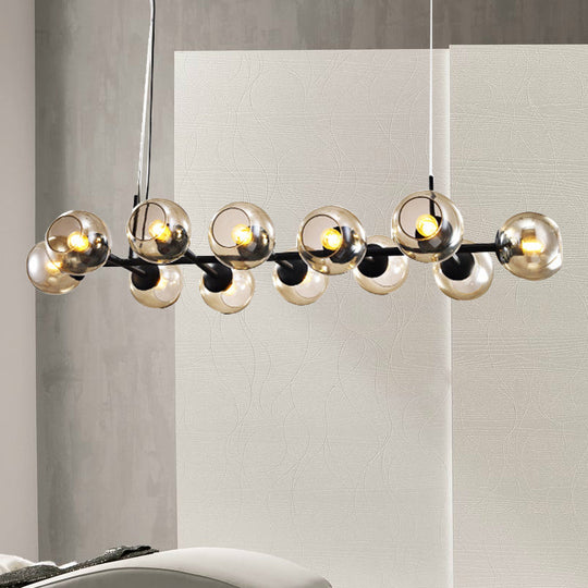 Radial Glass Chandelier - Modern Black/Gold Suspension Lamp (8/12 Lights)