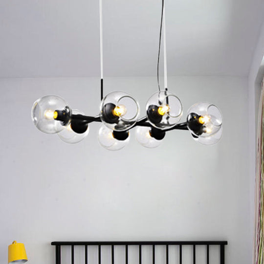 Radial Glass Chandelier - Modern Black/Gold Suspension Lamp (8/12 Lights)