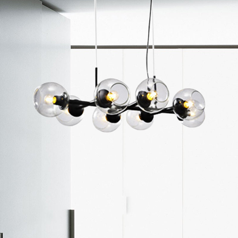 Radial Glass Chandelier - Modern Black/Gold Suspension Lamp (8/12 Lights)