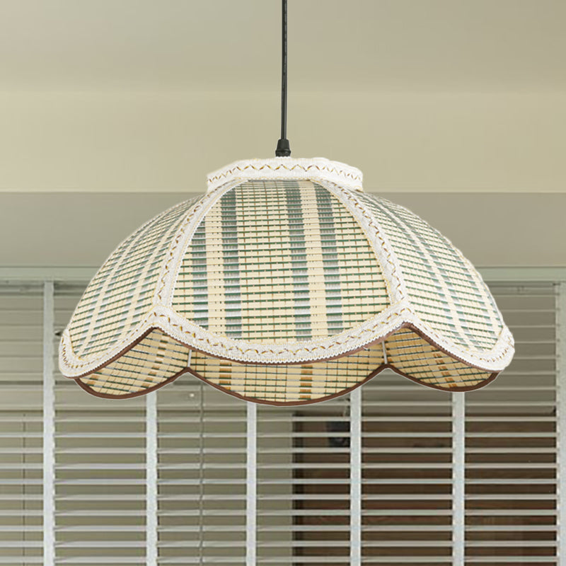 Chinese Bamboo Flower-Shaped Pendant Lamp: Brown/Beige Light Fixture For Bedroom Balcony