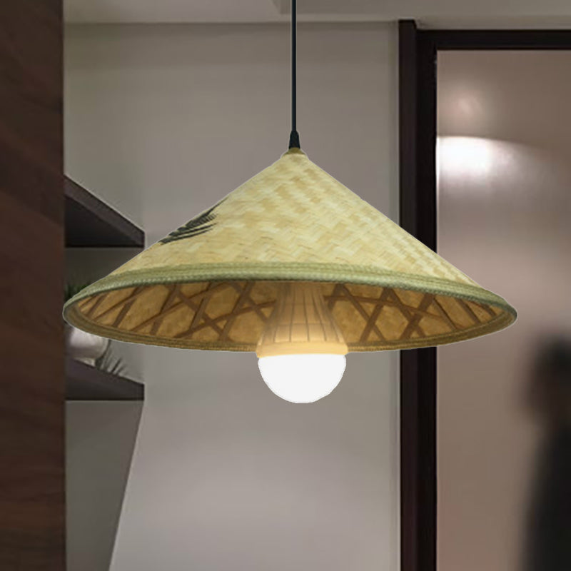 Handcrafted Bamboo Hat Pendant Light - Farmhouse Style Ideal For Restaurants