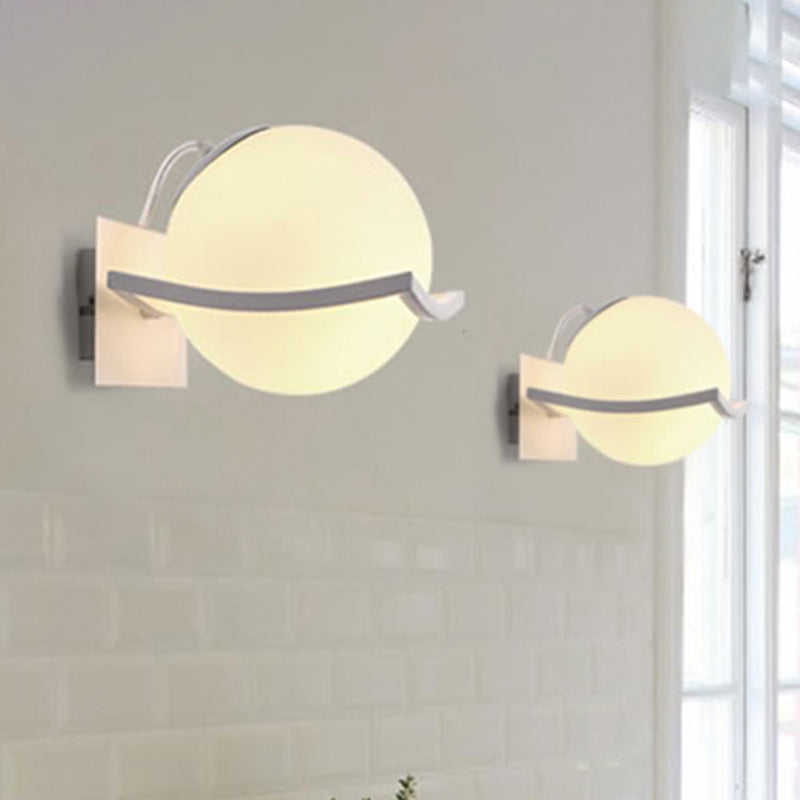 Modern White Sphere Opal Glass Kitchen Wall Sconce With 1 Light