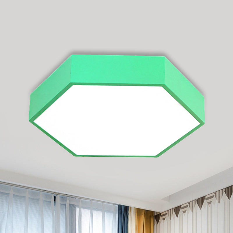 Kids' Metal Acrylic Hexagon Flush Ceiling Light  - Simple LED Lamp for Living Room