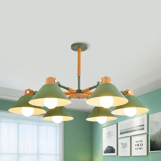 Sleek Metal Cone Hanging Pendant Lights - 6 Simple Style Ideal For Dining Room Green