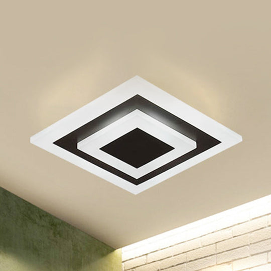 Modern Square Acrylic LED Flush Mount Ceiling Light - Stylish Lamp for Corridors and Kitchens, Coffee and White