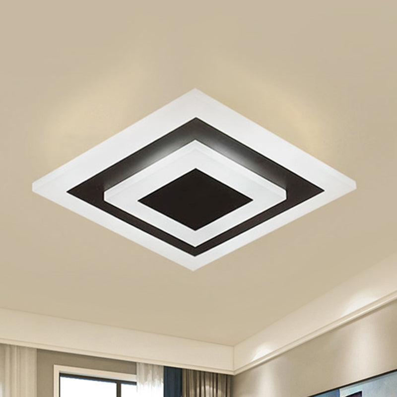 Modern Square Acrylic LED Flush Mount Ceiling Light - Stylish Lamp for Corridors and Kitchens, Coffee and White