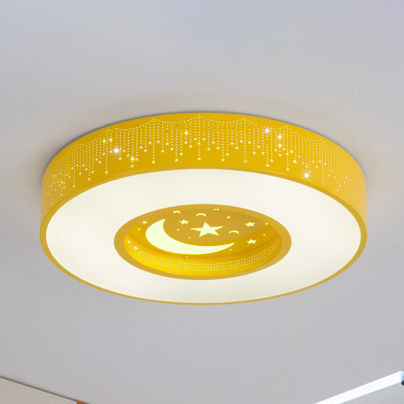 Macaron Acrylic Led Ceiling Lamp - Blue/Yellow/Green 16/19.5/23.5 Round Flush Mount Bedroom Lighting