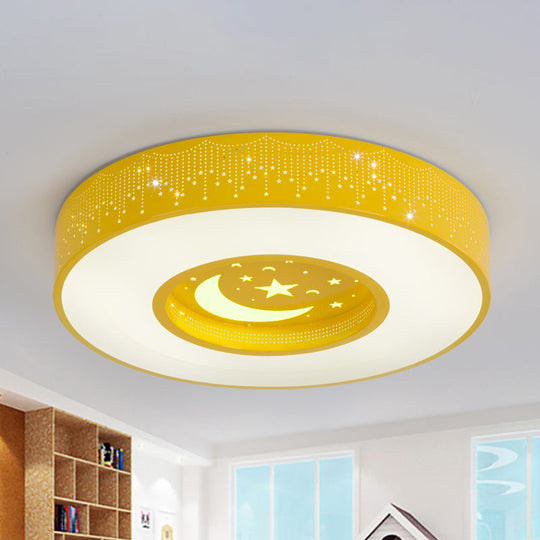 Macaron Acrylic Led Ceiling Lamp - Blue/Yellow/Green 16/19.5/23.5 Round Flush Mount Bedroom Lighting