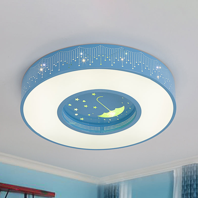 Macaron Acrylic Led Ceiling Lamp - Blue/Yellow/Green 16/19.5/23.5 Round Flush Mount Bedroom Lighting