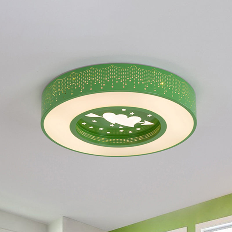 Macaron Acrylic Led Ceiling Lamp - Blue/Yellow/Green 16/19.5/23.5 Round Flush Mount Bedroom Lighting