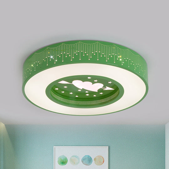 Plafonnier LED en acrylique Macaron - Bleu/Jaune/Vert, montage encastré rond 16"/19,5"/23,5", éclairage de chambre