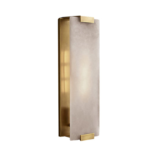 10.5/18.5 Modern Rectangular Sconce Light - Metal 1 Head Wall Lamp Fixture With White Marble